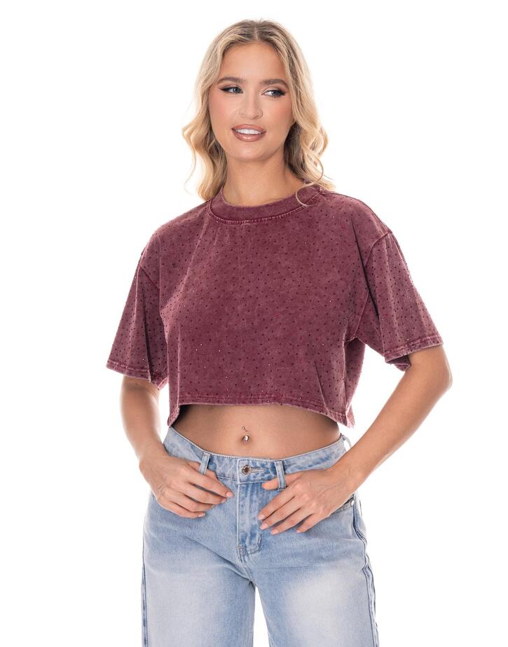 חולצת קרופ יהלומים