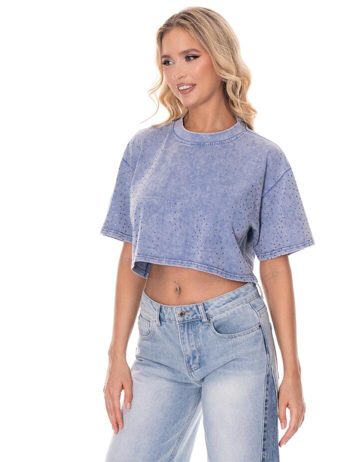 חולצת קרופ יהלומים