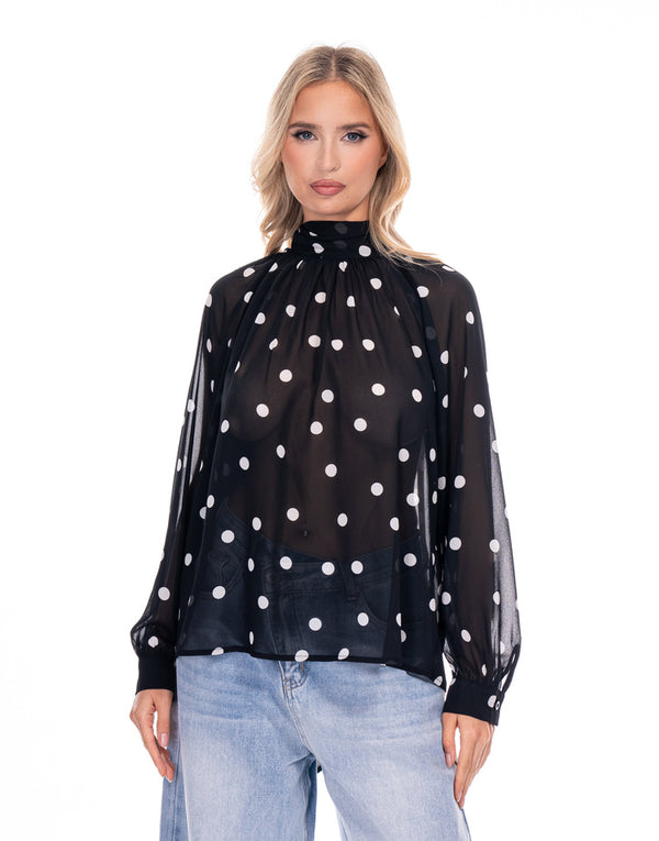 חולצת שיפון נקודות