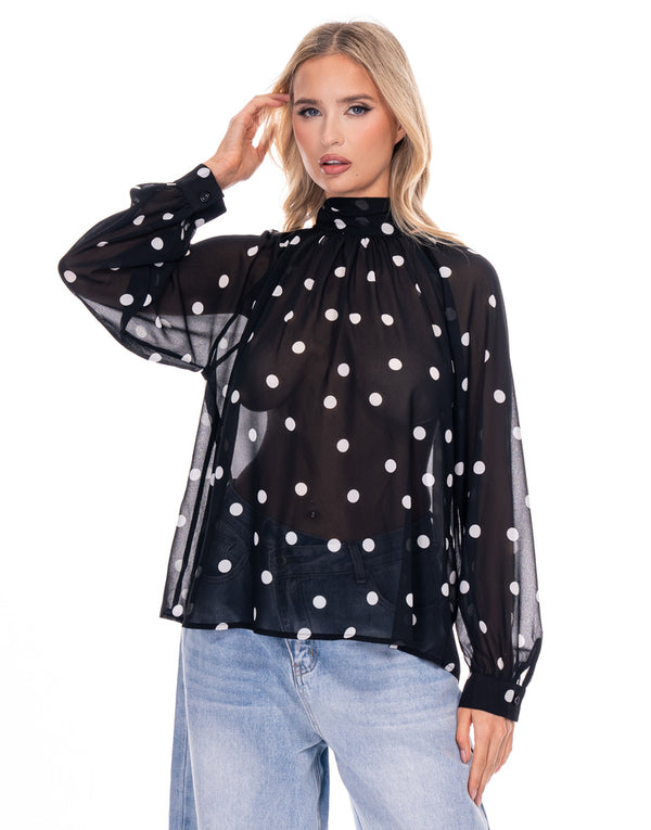 חולצת שיפון נקודות