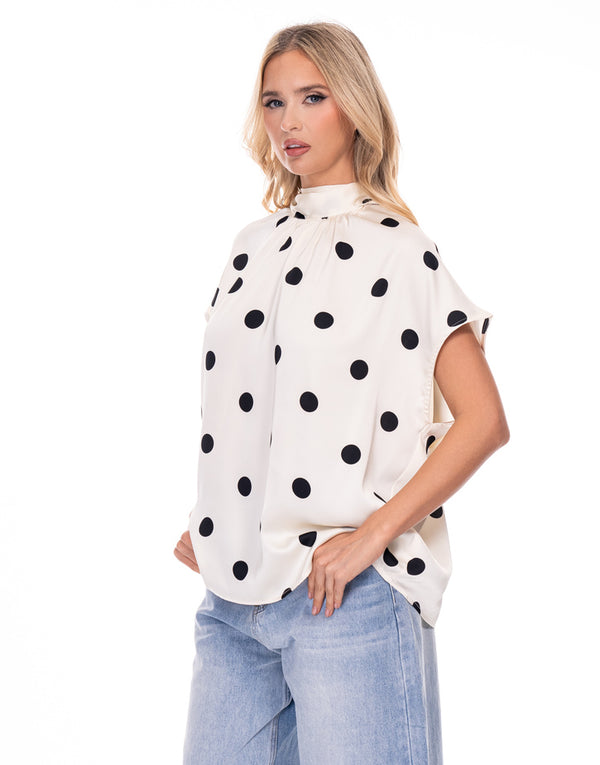 חולצה סאטן נקודות