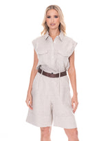 חולצה פשתן כיסים