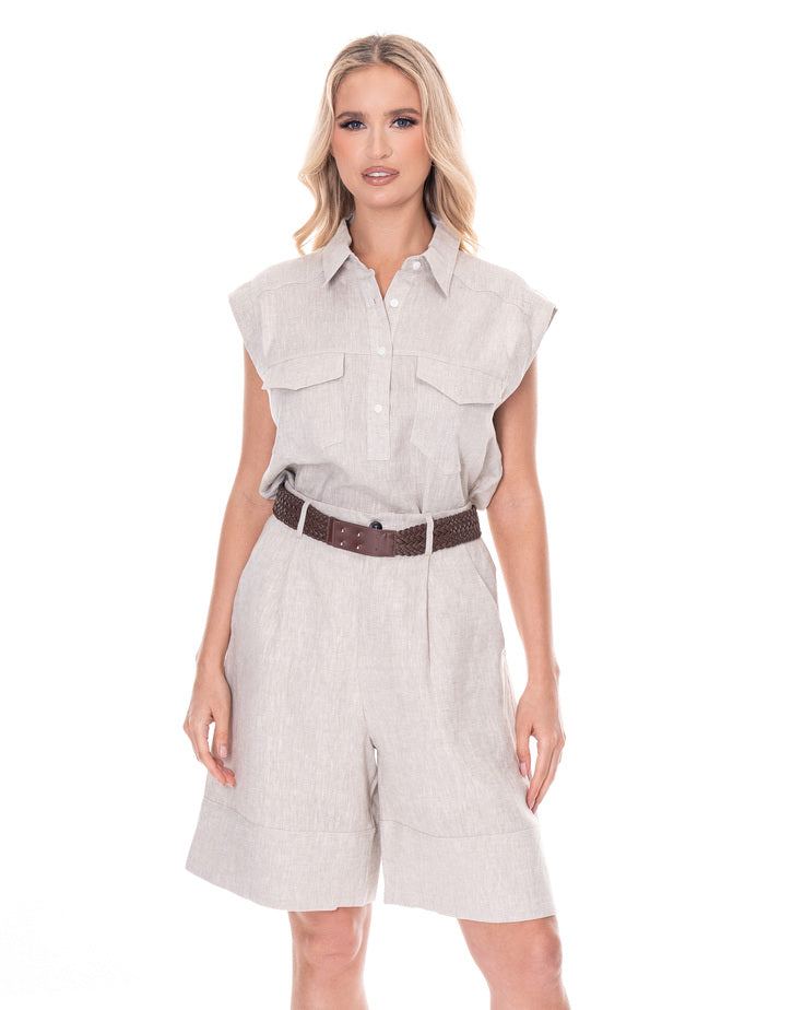 חולצה פשתן כיסים