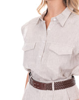 חולצה פשתן כיסים