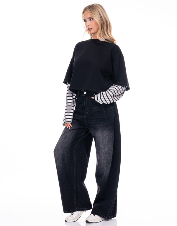 חולצה קרופ הדפס בגב