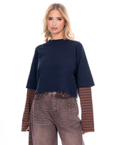 חולצה קרופ הדפס בגב