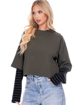 חולצה קרופ הדפס בגב