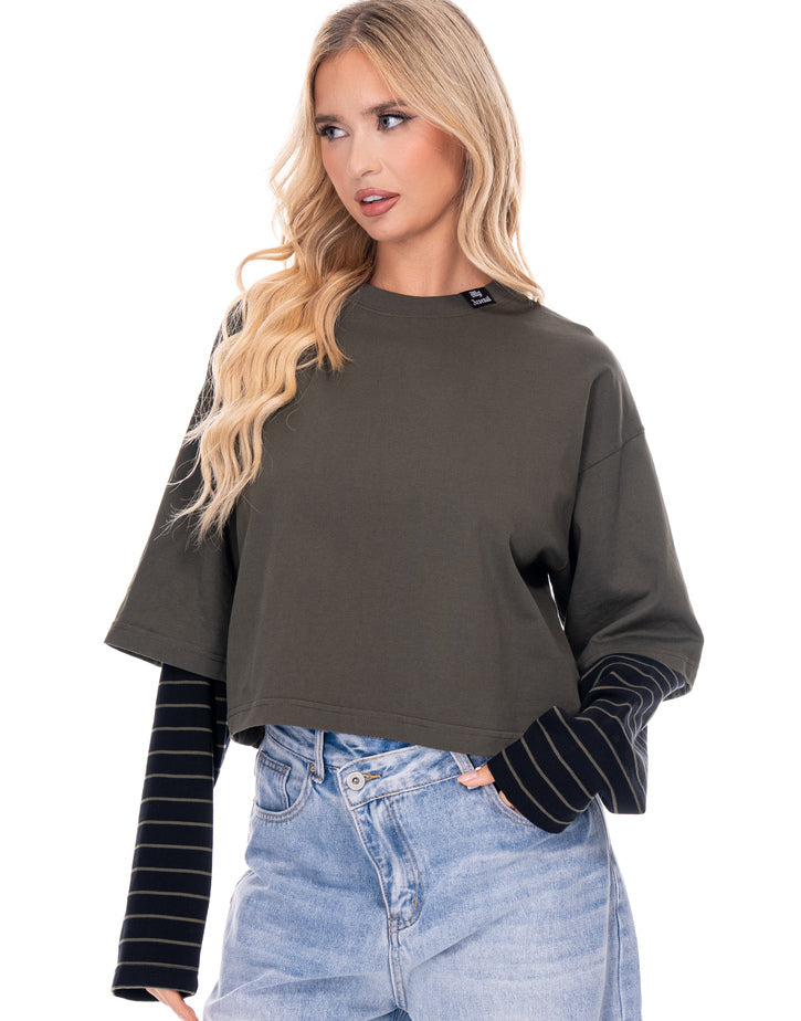 חולצה קרופ הדפס בגב