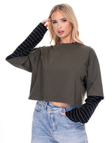 חולצה קרופ הדפס בגב