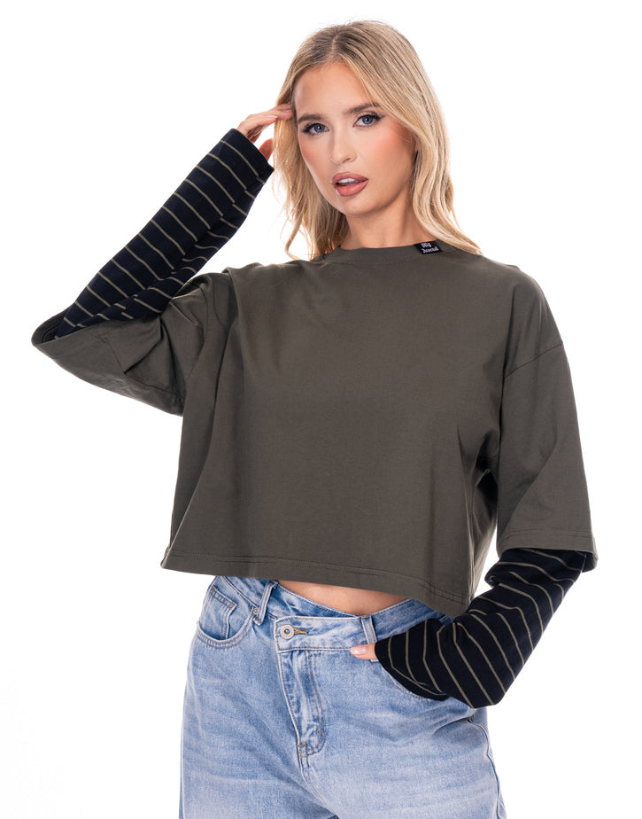 חולצה קרופ הדפס בגב