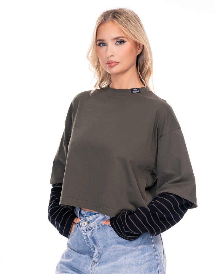 חולצה קרופ הדפס בגב