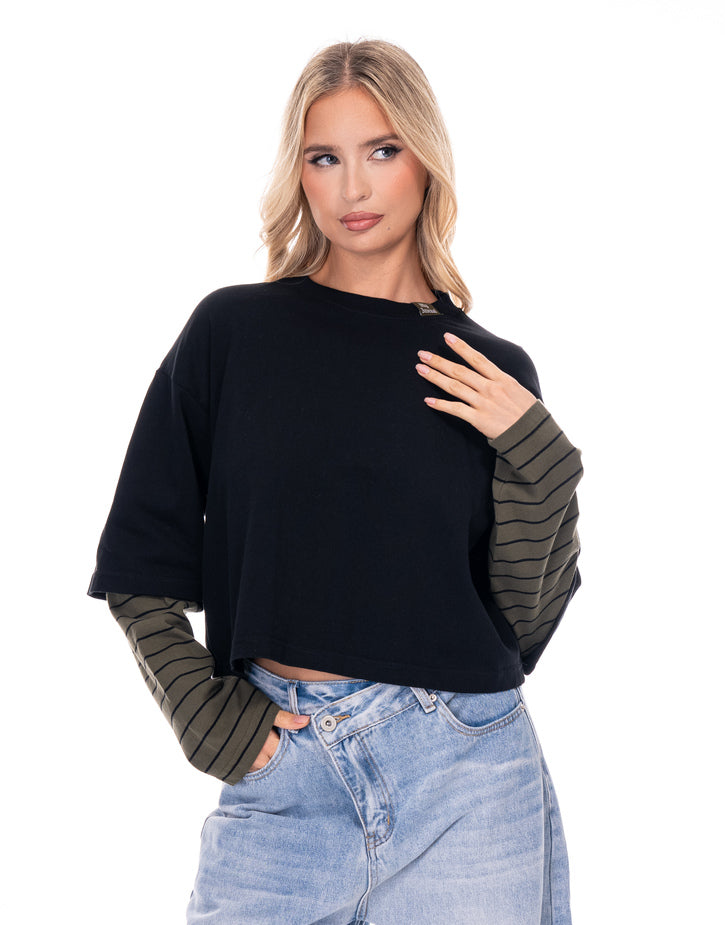 חולצה קרופ הדפס בגב