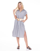 שמלת פסים מכופתרת