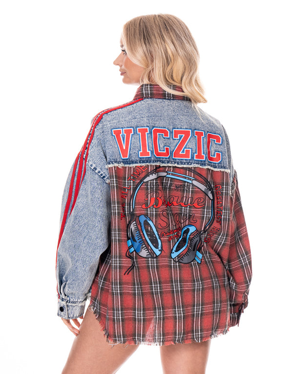 חולצת ג׳ינס אוזניות