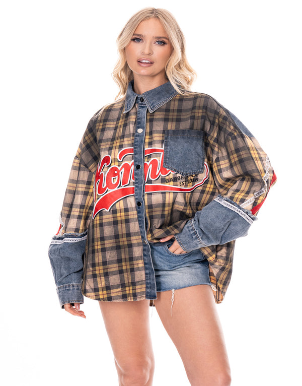 חולצת ג׳ינס משובצת