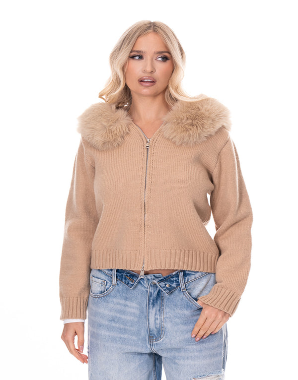 סריג רוכסן קפוצ׳ון פרווה