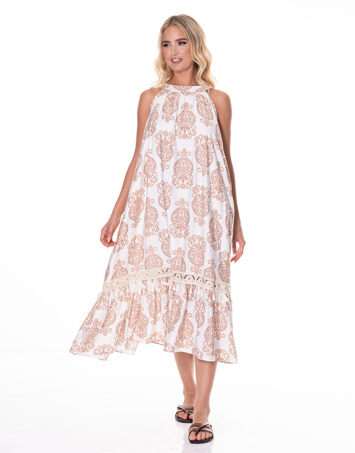 שמלה קולר אתני שילוב חגורה