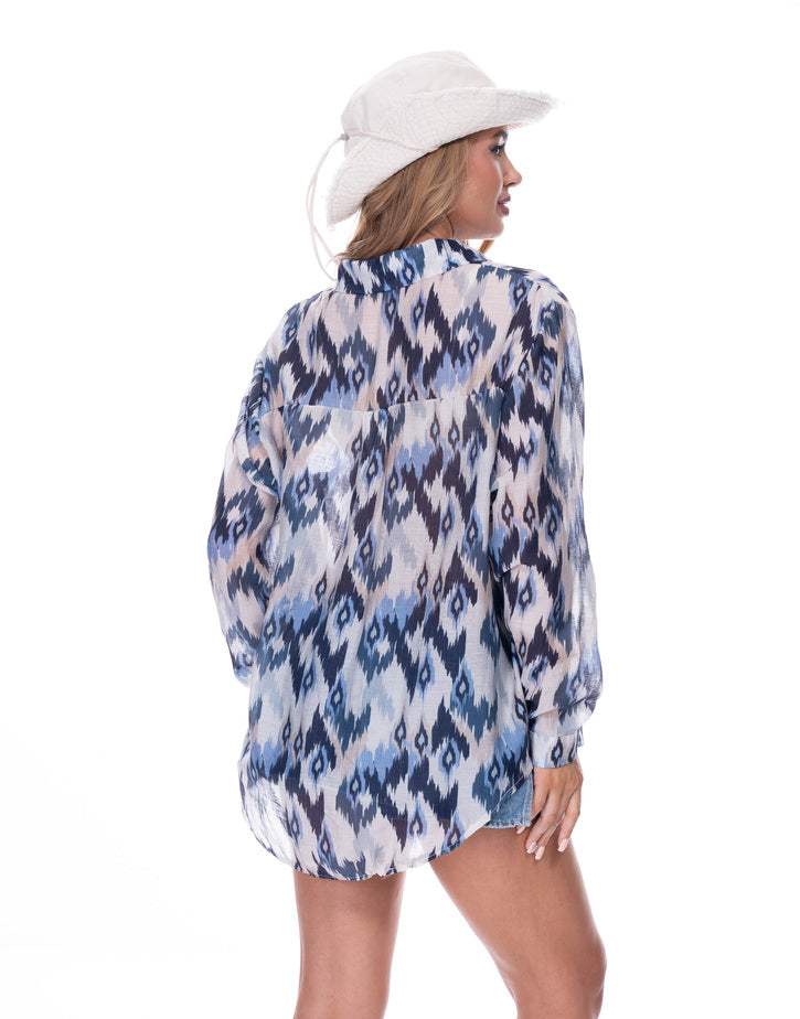 מכופתרת הדפס