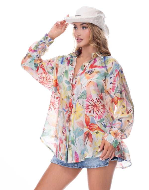 מכופתרת הדפס