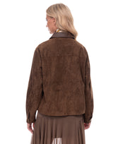 ג׳קט סויד צווארון דמוי עור