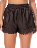 שורט עור פרח