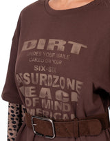 חולצה שרוול מנומר שילוב חגורה