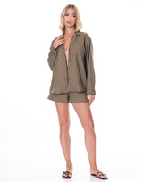 חליפת פשתן שורט גומי