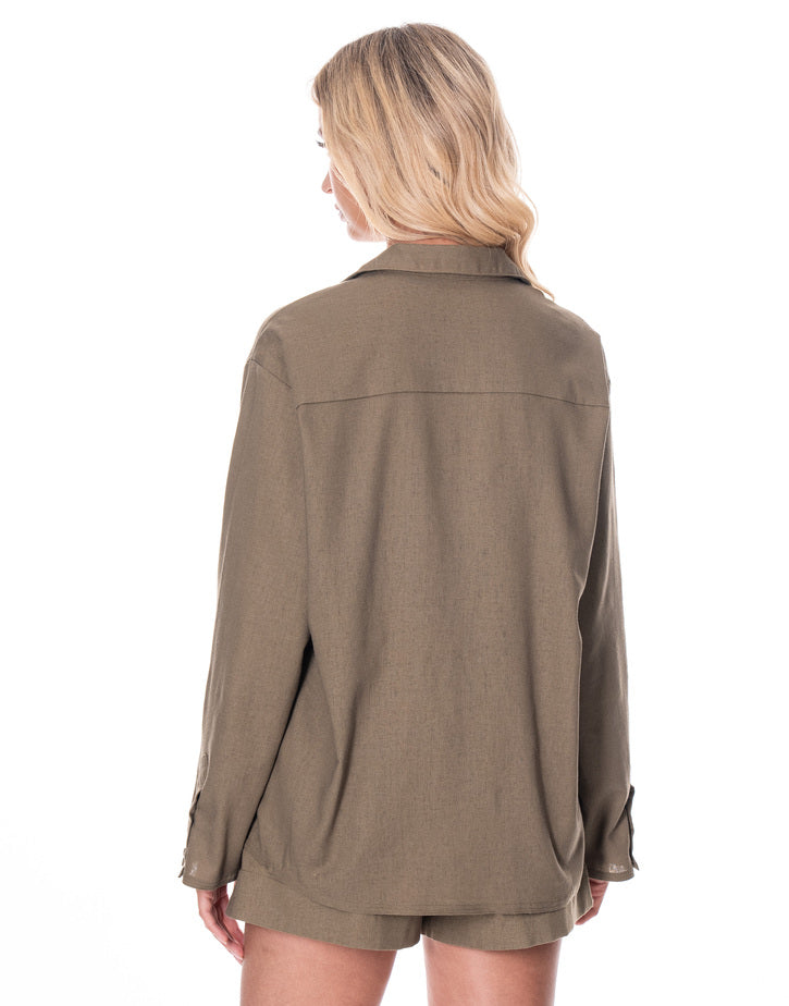 חליפת פשתן שורט גומי