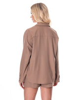 חליפת פשתן שורט גומי (חום)