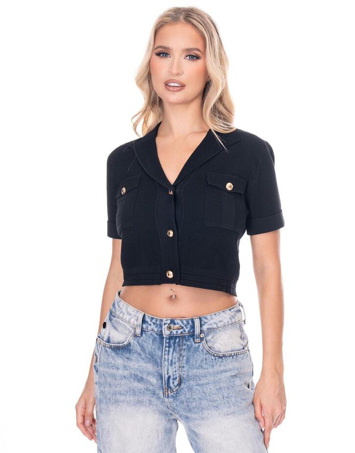 קרדיגן סריג כפתורי זהב