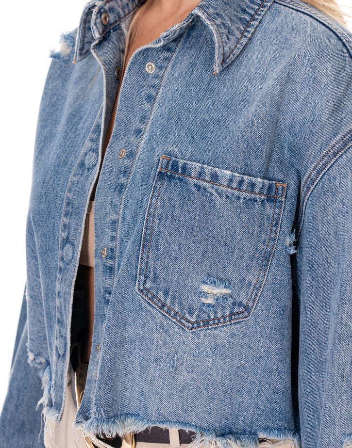 ג'קט ג'ינס קרעים