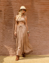 חליפת טופ וחצאית פשתן