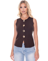 ווסט סריג כפתורי זהב