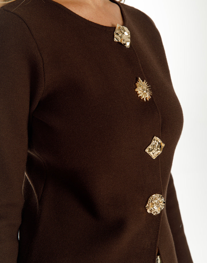 קרדיגן שרוול ארוך כפתורים זהב