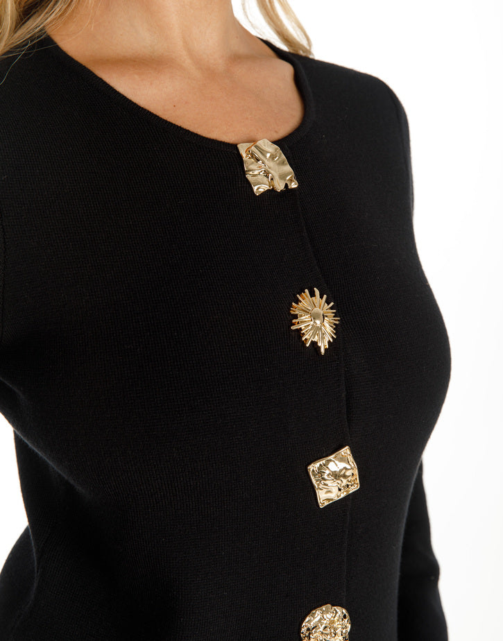 קרדיגן שרוול ארוך כפתורים זהב