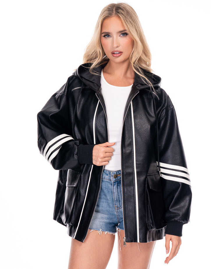 ג'קט דמוי עור פסים