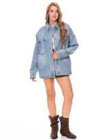 חולצת ג׳ינס כיסים אוברסייז