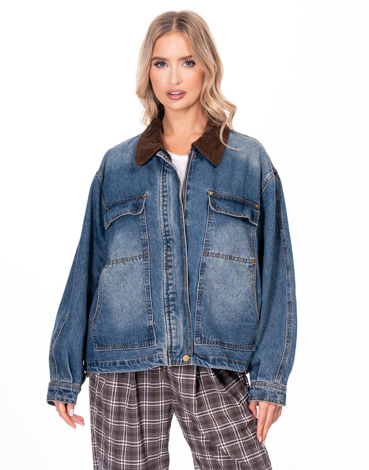 ג׳קט ג׳ינס צווארון קורדרוי