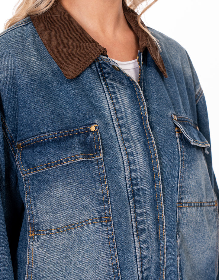 ג׳קט ג׳ינס צווארון קורדרוי