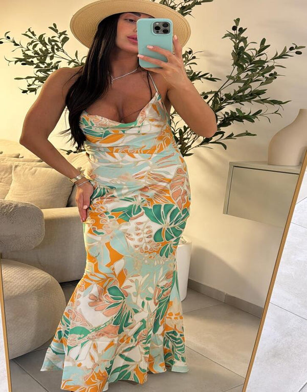 שמלת סאטן מקסי