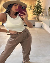 מכנס פשתן שילוב חגורה