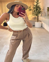 מכנס פשתן שילוב חגורה