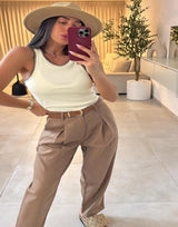 מכנס פשתן שילוב חגורה