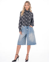 מכופתרת משבצות שילוב עניבה