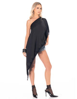 חולצת סאטן  שילוב תחרה