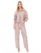 ג׳קט מנומר צווארון לכה